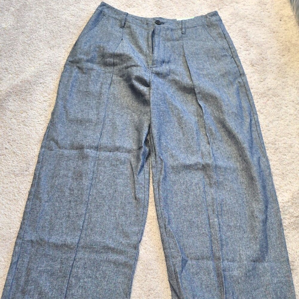 Classic High-Waist Wide-Leg Pants - Gray